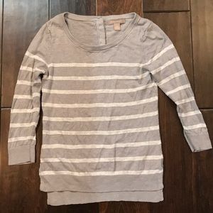 Silver and white striped linen sweater